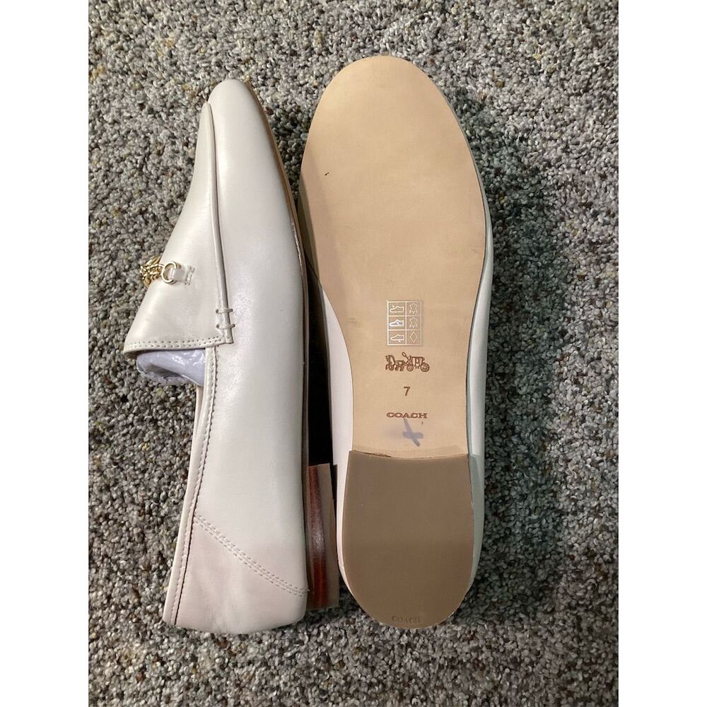 Coach Women's Hanna Leather Loafers Cream Size 7 Casual Slip On Flats - Picture 4 of 6